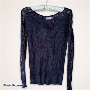Navy Blue Loose Weave Sweater Size Small